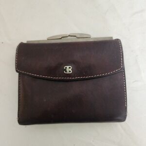 Vintage BOSCA Wallet Leather Hand Brown Hide Bifold Wallet USA Made 4" x 4"